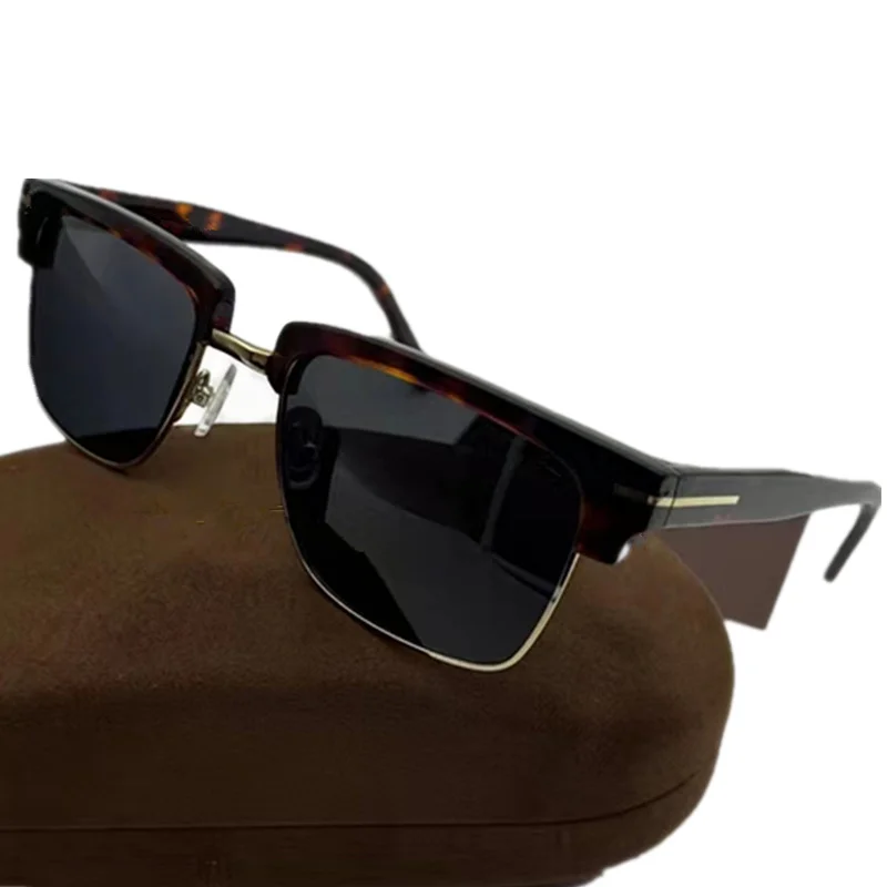 

New Fashion Men Eyebrow Polarized Sunglasses UV400 B5504 52-21-145 Rectangular Metal Plank Fullrim Driving Goggles