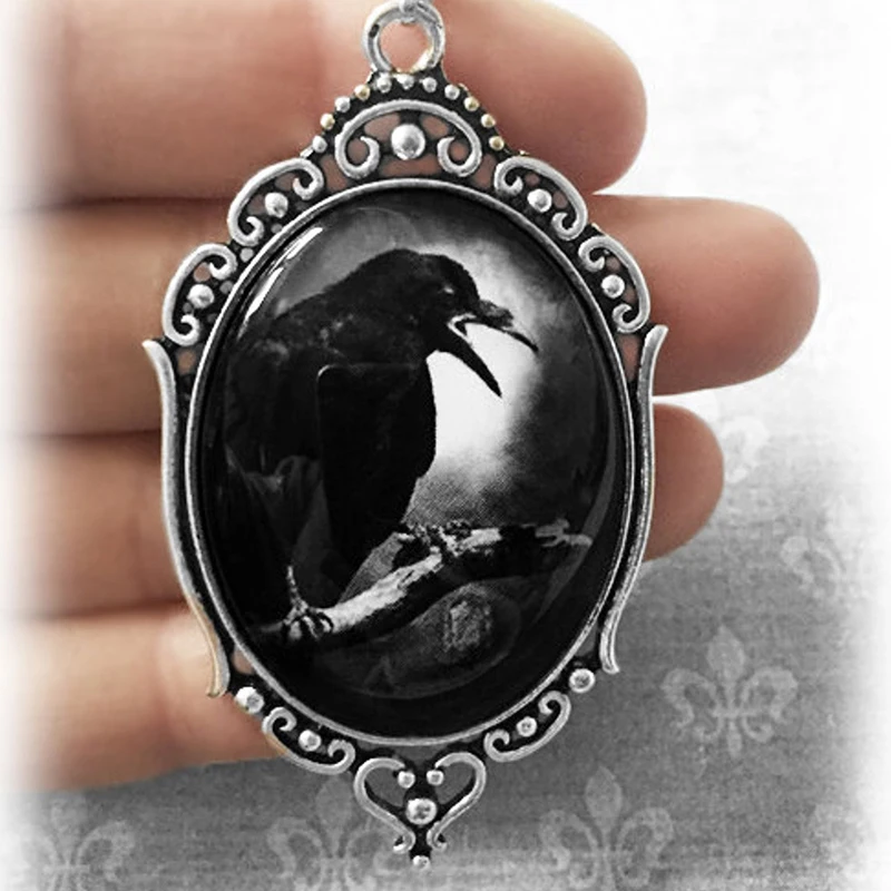 Gothic Raven Necklace, Glass Cameo Crow Pendant, Gothic Jewelry, Alternative Jewelry, Edgar Allan Poe, Nevermore, Gothic Gift
Gothic Raven Necklace, Glass Cameo Crow Pendant, Gothic Jewelry, Alternative Jewelry, Edgar Allan Poe, Nevermore, Gothic Gift