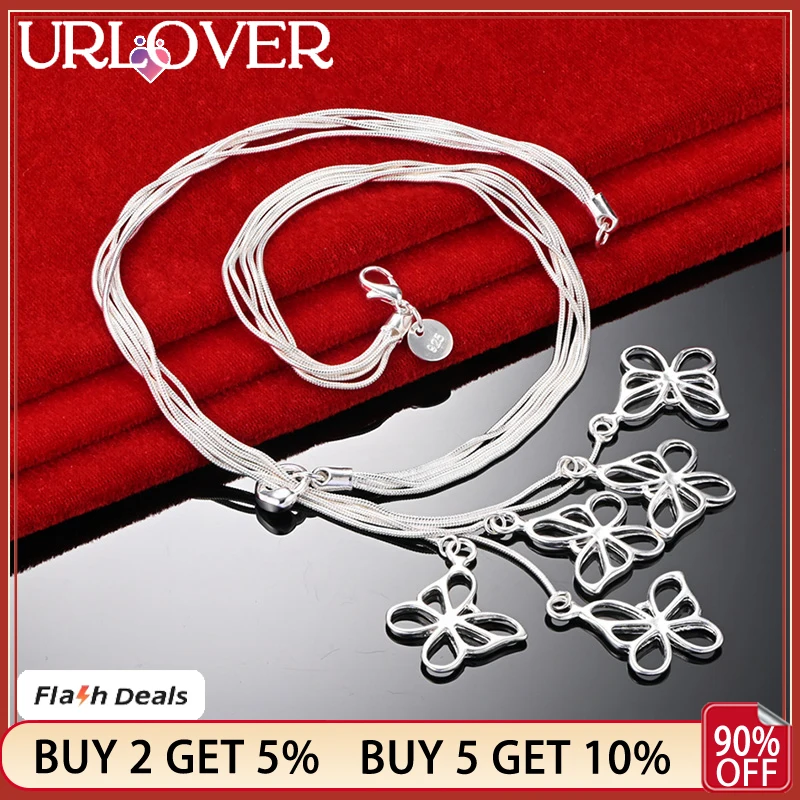 925 Stamp Silver Color 45cm Multiple Snake Chain Butterfly Pendant Necklace For Women Wedding Party Charm Jewelry Anniversaries
925 Stamp Silver Color 45cm Multiple Snake Chain Butterfly Pendant Necklace For Women Wedding Party Charm Jewelry Anniversaries