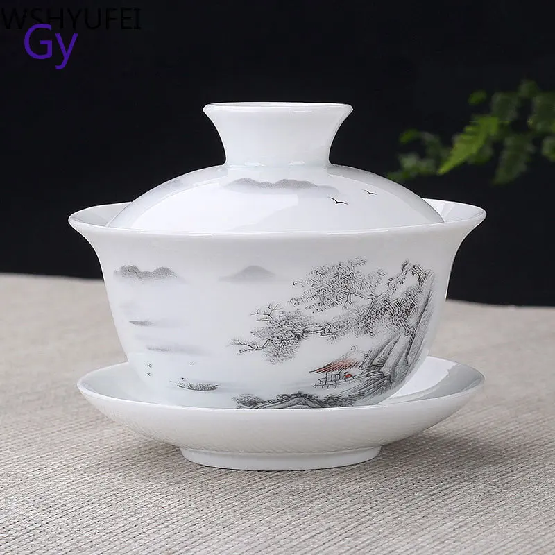 Jingdezhen Ceramic Gaiwan Teacup handmade Tea Tureen Boutique tea bowl Chinese Porcelain Teaware Accessories Drinkware
Jingdezhen Ceramic Gaiwan Teacup handmade Tea Tureen Boutique tea bowl Chinese Porcelain Teaware Accessories Drinkware
