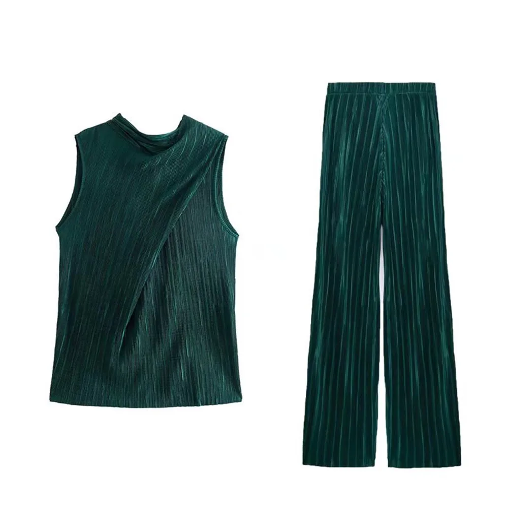 PB&ZA spring new women's all-match retro stand collar sleeveless pleated blouse high waist trousers suit 1165/006 1165008
PB&ZA spring new women's all-match retro stand collar sleeveless pleated blouse high waist trousers suit 1165/006 1165008