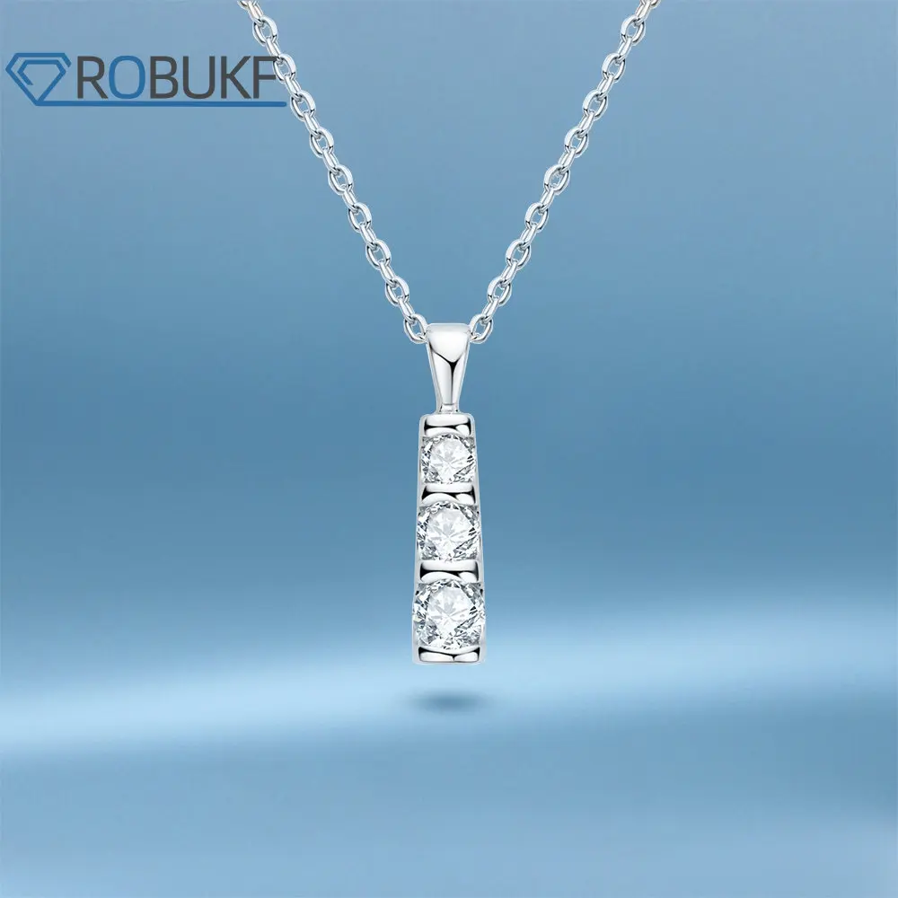 ROBUKF 3 Stones 0.6CT Moissanite Pendant Necklace Solid Sterling Silver Necklaces Wedding Gift For Women GRA Certified Jewelry
ROBUKF 3 Stones 0.6CT Moissanite Pendant Necklace Solid Sterling Silver Necklaces Wedding Gift For Women GRA Certified Jewelry