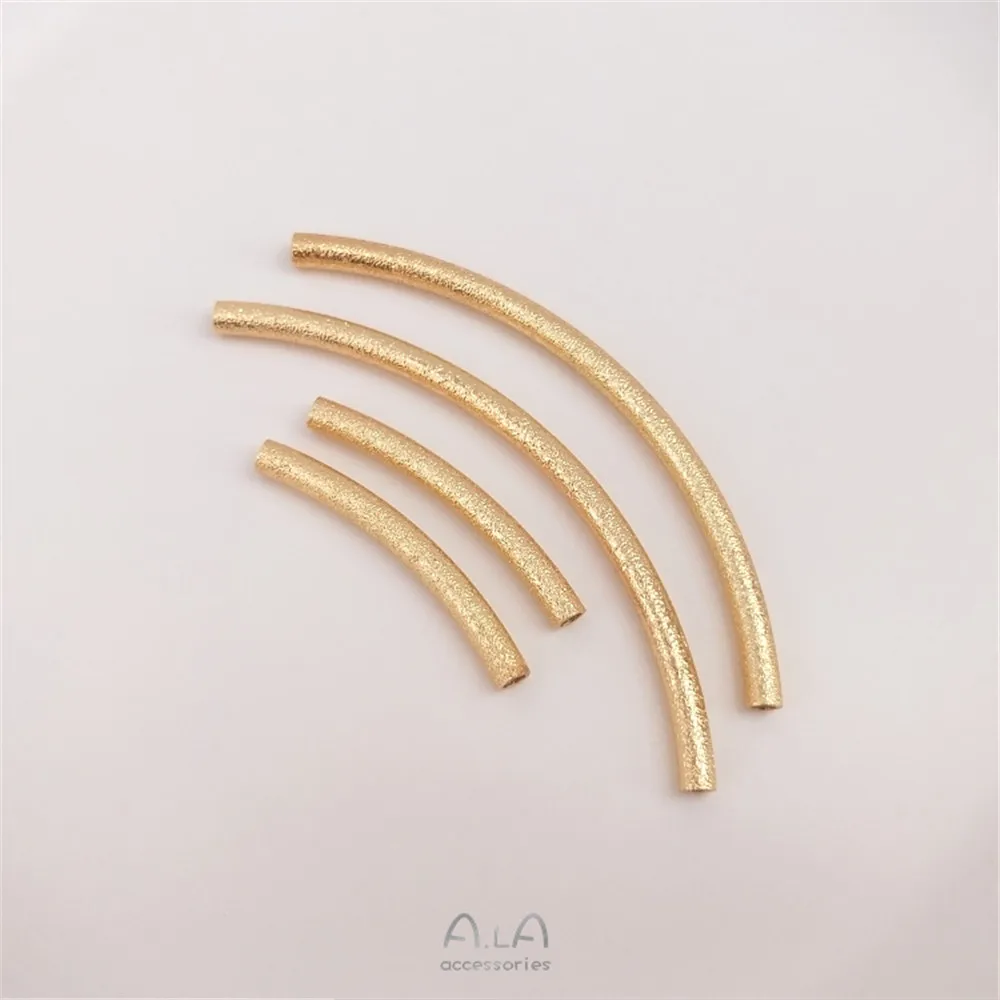 

14K Gold Filled Plated Copper plated real gold sand flash bend tube frosted hollow long round tube DIY bracelet accessories