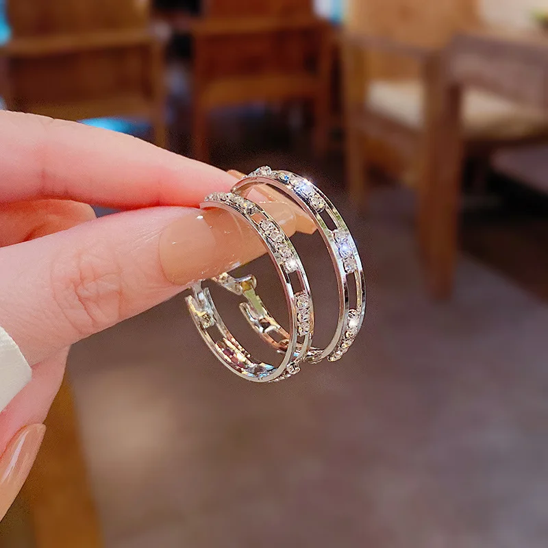 Silver Needle Korean New Large Circle Earrings Ladies Delicate Inlaid Zircon Ring Hoop Earrings for Women Light Luxury Jewelry
Silver Needle Korean New Large Circle Earrings Ladies Delicate Inlaid Zircon Ring Hoop Earrings for Women Light Luxury Jewelry