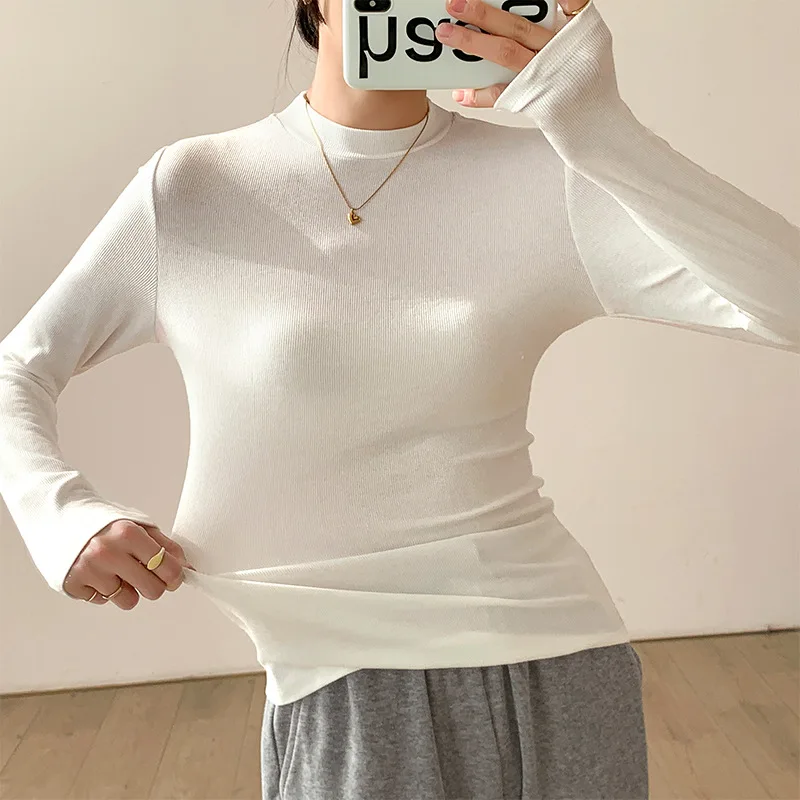 2022 Autumn New T Shirt Women Solid Color Stand Collar Tops High Elastic Slim Long Sleeve Top Female
2022 Autumn New T Shirt Women Solid Color Stand Collar Tops High Elastic Slim Long Sleeve Top Female