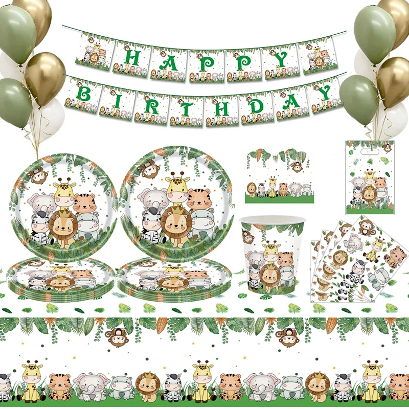 Jungle Animal Party Decor Jungle Safari Disposable Tableware Set Kids Birthday Party Decorations Paper Plates Cups Balloons
Jungle Animal Party Decor Jungle Safari Disposable Tableware Set Kids Birthday Party Decorations Paper Plates Cups Balloons
