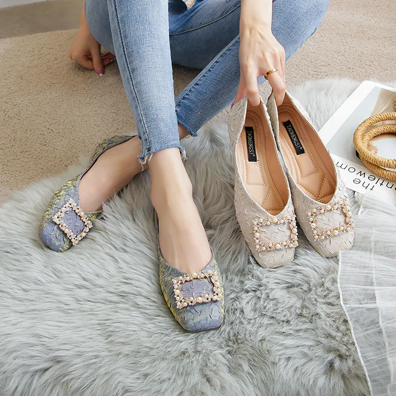 Summer Temperament Square Buckle Rhinestone Press Pleated Satin Square Toe Metal Single Shoes Flat Scoop Shoes Mary Jane Shoes
Summer Temperament Square Buckle Rhinestone Press Pleated Satin Square Toe Metal Single Shoes Flat Scoop Shoes Mary Jane Shoes