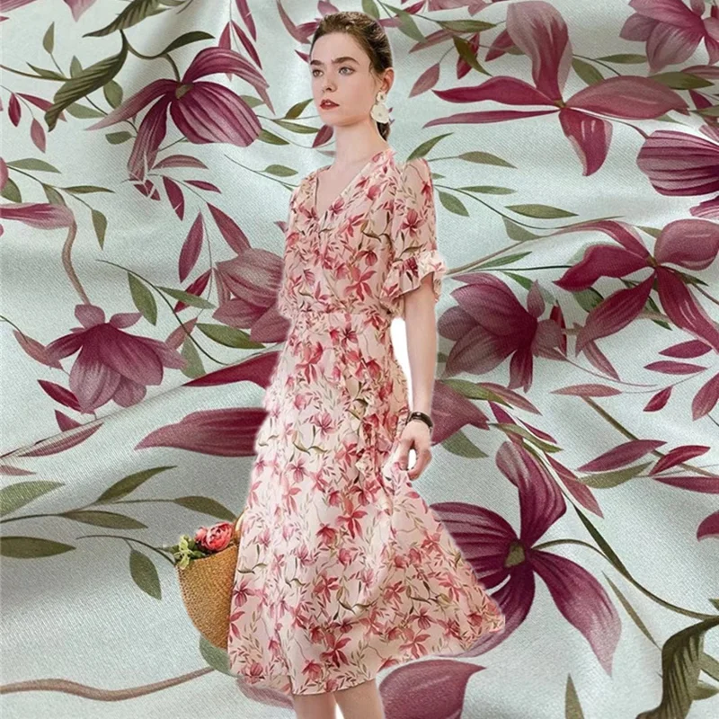 Stretch Silk Fabric Pink Small Floral Summer Shirt Skirt Suit DIY Cloth Dress All for Sewing Fabrics Clothing Per Meter
Stretch Silk Fabric Pink Small Floral Summer Shirt Skirt Suit DIY Cloth Dress All for Sewing Fabrics Clothing Per Meter