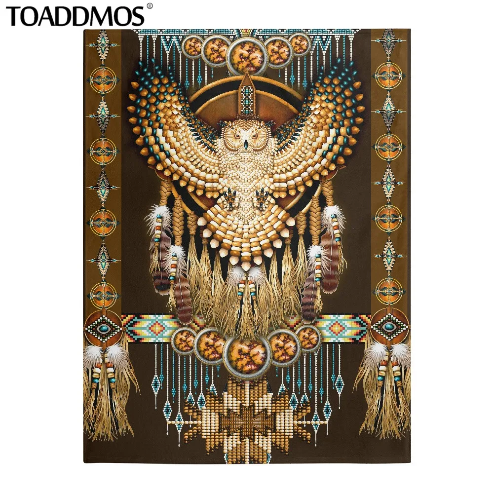 

TOADDMOS Throw Blankets Owl Amercian Tribe Print Super Soft Cozy Sherpa Blanket Sofa Office Bedroom Nap Blanket Polyester Quilt