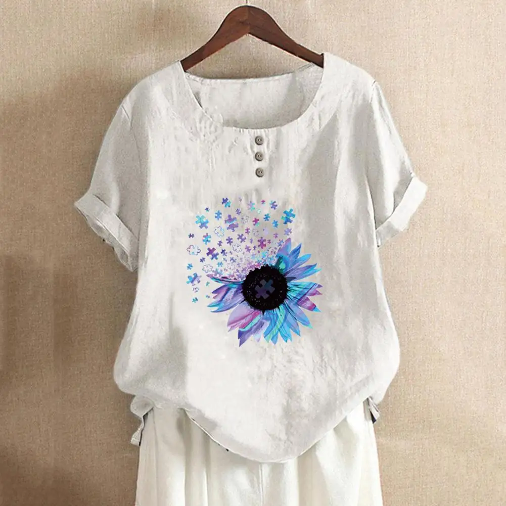 Short Sleeve Women Blouse Breathable Cotton Linen Machine Washable Floral Pattern Women Top for Daily Wear
Short Sleeve Women Blouse Breathable Cotton Linen Machine Washable Floral Pattern Women Top for Daily Wear