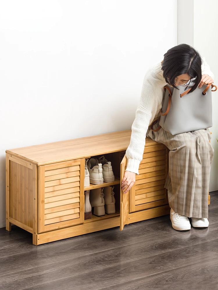 

Household Dustproof With Door Shoes Storage Artifact Home Door Wear Shoe Stool Bench Shoe Cupboards Living Room Cabinets