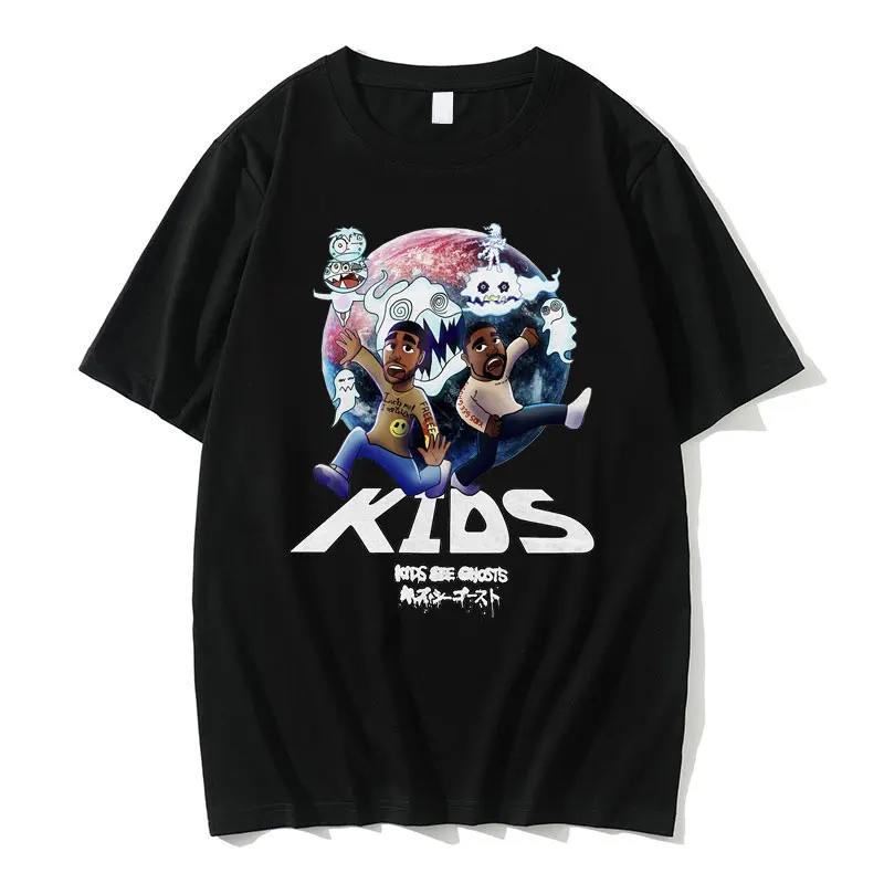 

Kids See Ghosts Graphic T Shirt Rapper Kanye West Print T-shirts Kid Cudi Tshirt Hip Hop Men Women High Quality Pure Cotton Tees