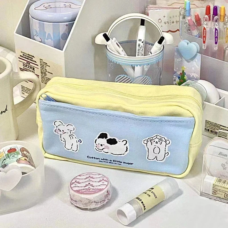 Милая холщовая косметичка с мультяшным рисунком, женская сумка для хранения карандашей, портативная холщовая вместительная коробка для канцелярских принадлежностей контрастных цветов
Милая холщовая косметичка с мультяшным рисунком, женская сумка для хранения карандашей, портативная холщовая вместительная коробка для канцелярских принадлежностей контрастных цветов