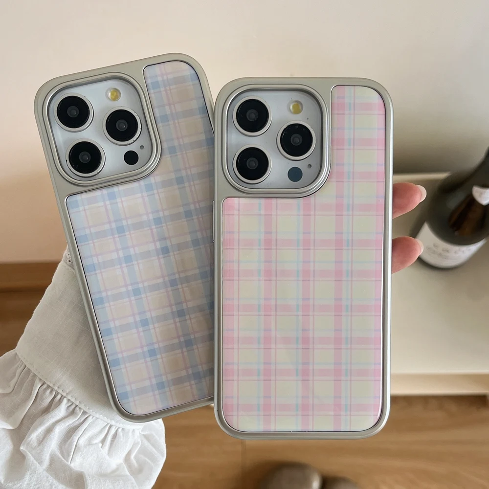 Корейский стиль нишевый британский студенческий чехол для пары с сеткой iPhone 15 14 13