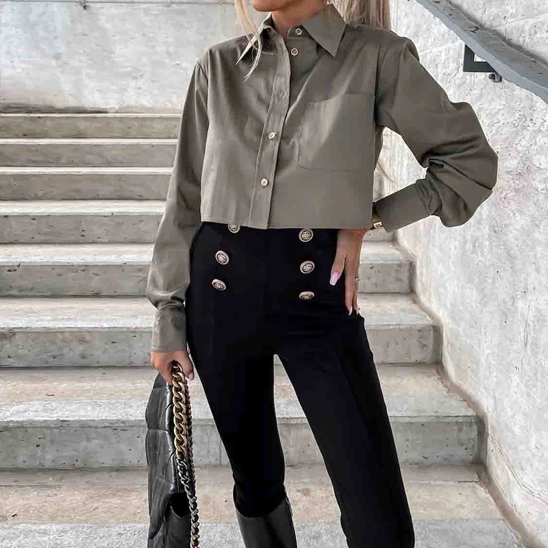 Elegant Lapel Straight Shirt Streetwear Women Casual Long Sleeve Tops Blusas 2yk Clothing Office Single-breasted Solid Blouse
Elegant Lapel Straight Shirt Streetwear Women Casual Long Sleeve Tops Blusas 2yk Clothing Office Single-breasted Solid Blouse