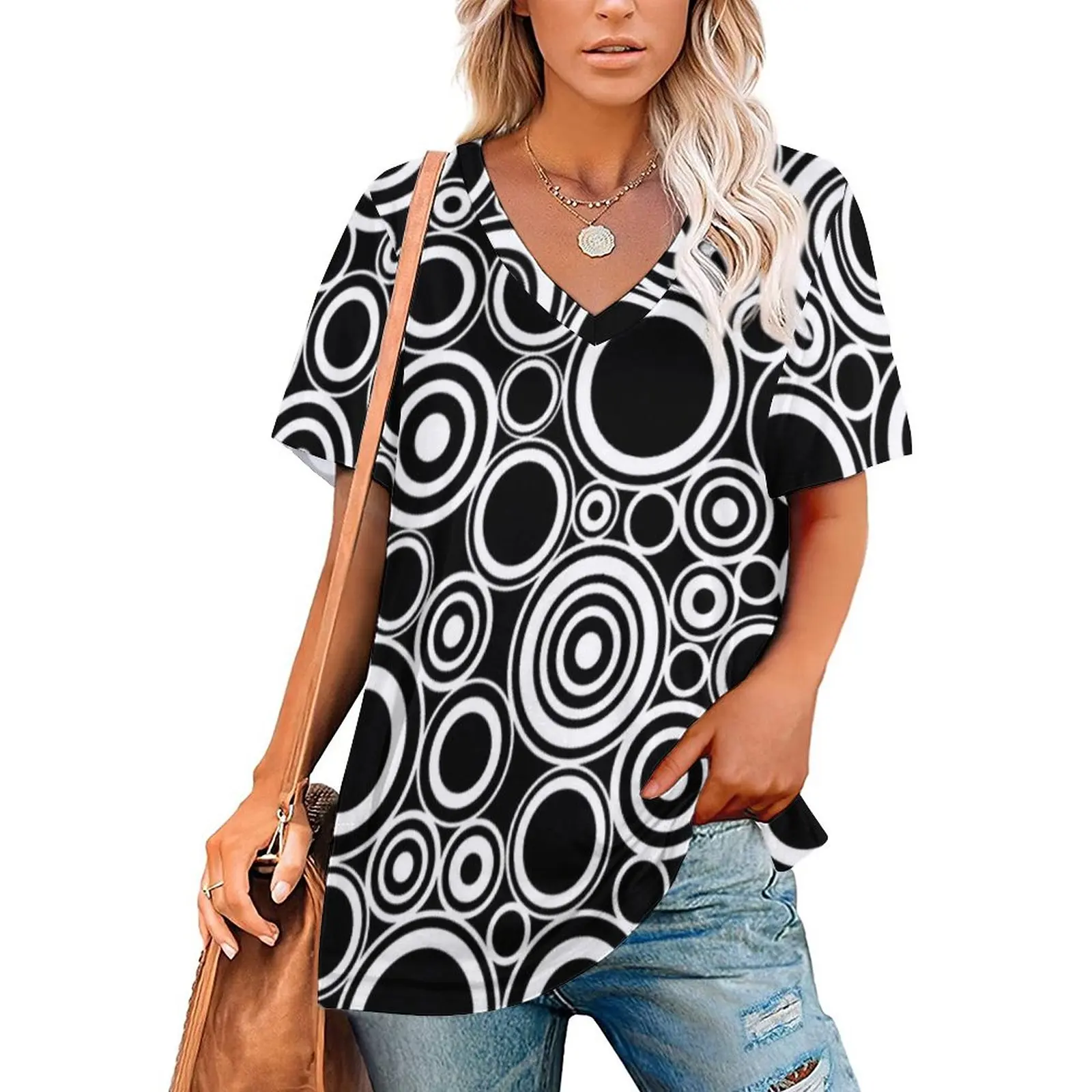 Black White Circles T-Shirt Geometric Retro Trendy V Neck T Shirts Short-Sleeve Casual Tee Shirt Summer Print Top Tees Big Size
Black White Circles T-Shirt Geometric Retro Trendy V Neck T Shirts Short-Sleeve Casual Tee Shirt Summer Print Top Tees Big Size