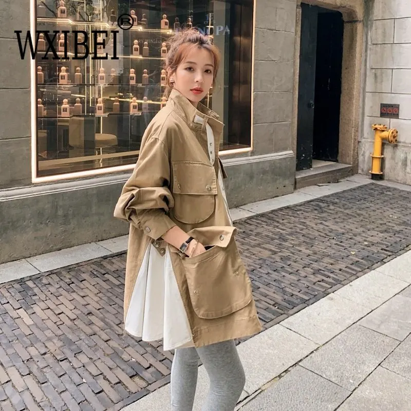 WXIBEI 2022 New Colorblock Hem Stitching Trench Coat Women Loose Stand Collar Multi Pockets Windbreaker Short Jacket Women FC314
WXIBEI 2022 New Colorblock Hem Stitching Trench Coat Women Loose Stand Collar Multi Pockets Windbreaker Short Jacket Women FC314