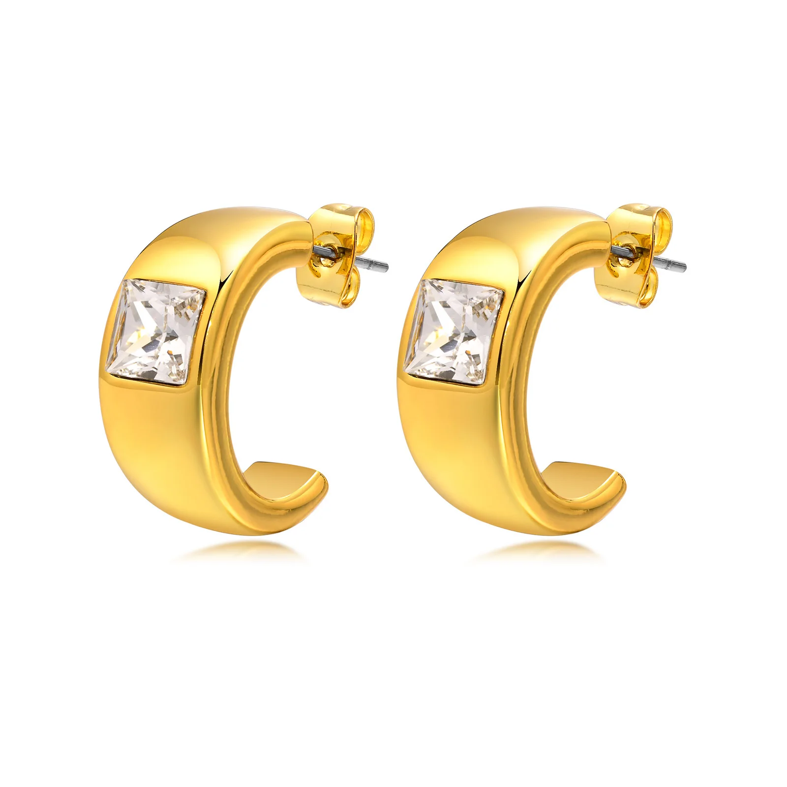 Geometric AAA CZ Stone Hoop Earrings for Women Gift Jewelry,Gold Color Metal Chunky C Shaped boucle d'oreille femme
Geometric AAA CZ Stone Hoop Earrings for Women Gift Jewelry,Gold Color Metal Chunky C Shaped boucle d'oreille femme