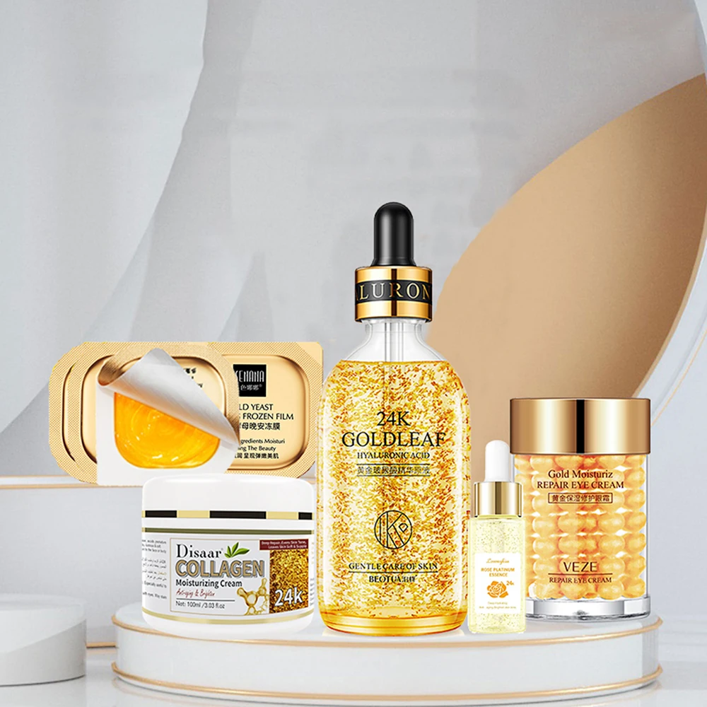 Hot Sale Facial Products Kit 24k Gold Hyaluronic Acid Essence Moisturizer Brighten Anti Aging Beauty Health korean Skin Care Set
Hot Sale Facial Products Kit 24k Gold Hyaluronic Acid Essence Moisturizer Brighten Anti Aging Beauty Health korean Skin Care Set