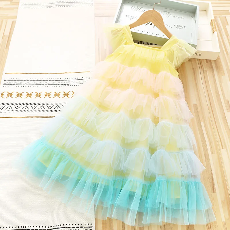 2023 New Girls' Summer Dress Flying Sleeve Sling Rainbow Dress Tulle Cake Dress 2-10T
2023 New Girls' Summer Dress Flying Sleeve Sling Rainbow Dress Tulle Cake Dress 2-10T