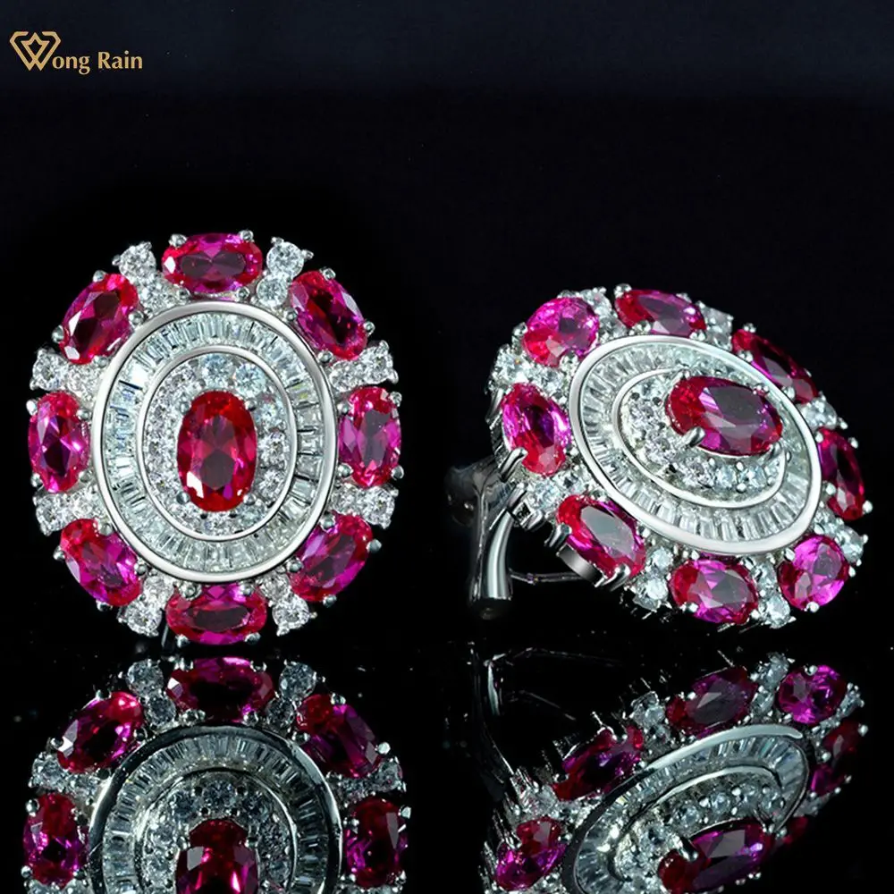 Wong Rain 925 Sterling Silver Oval Ruby Created Moissanite Gemstone Wedding Party Luxury Women Ear Stud Earrings Fine Jewelry
Wong Rain 925 Sterling Silver Oval Ruby Created Moissanite Gemstone Wedding Party Luxury Women Ear Stud Earrings Fine Jewelry