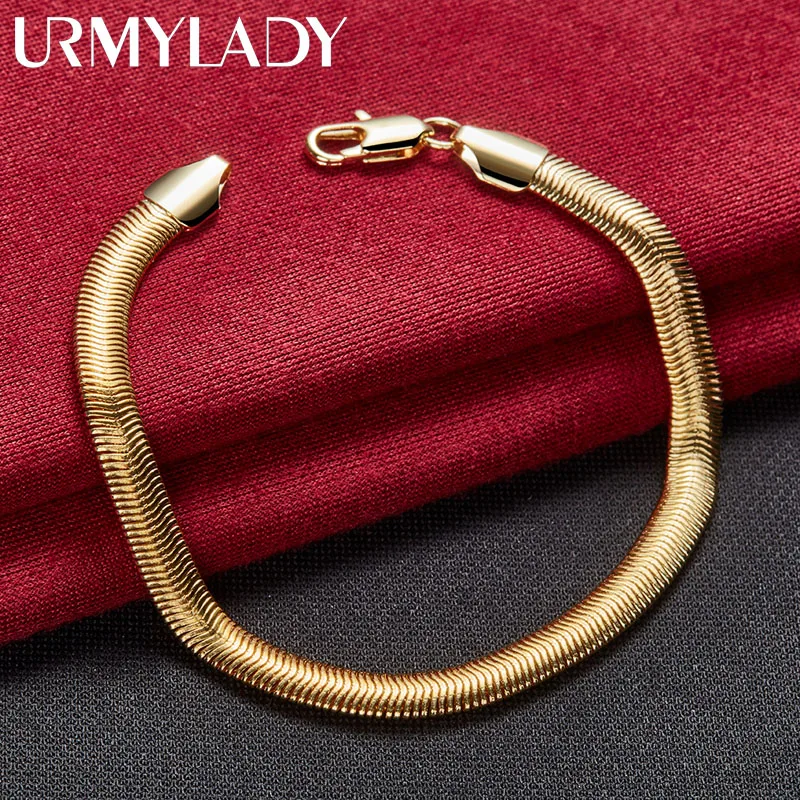 URMYLADY Flat Snake Bone Chain 24K Gold 6 Inch Bracelet For Men Women Charm Wedding Engagement Fashion Party Jewelry
URMYLADY Flat Snake Bone Chain 24K Gold 6 Inch Bracelet For Men Women Charm Wedding Engagement Fashion Party Jewelry