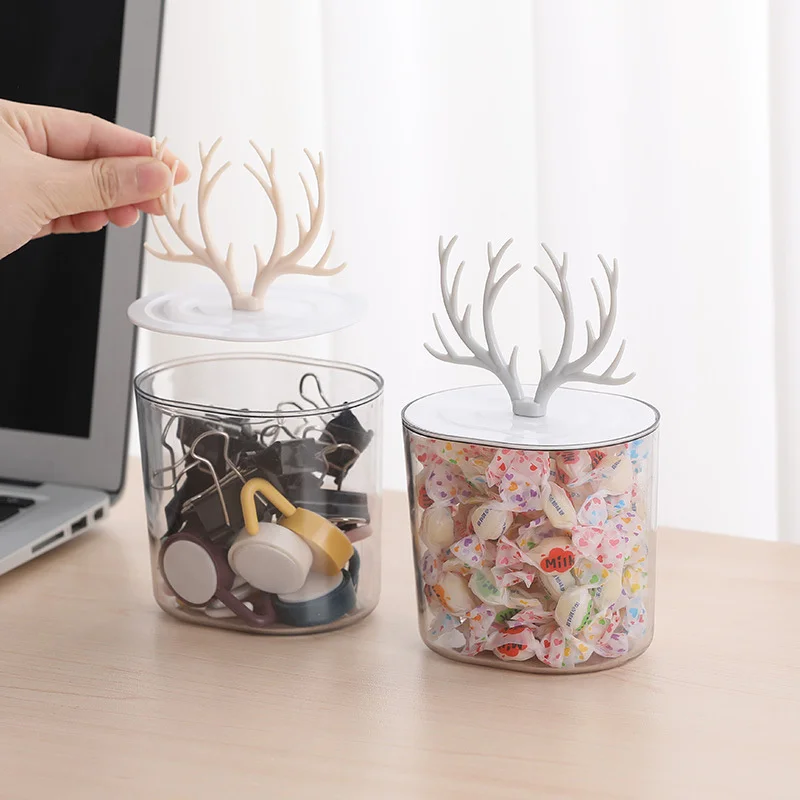 Desktop Storage Box with Antler Shape Lid Cotton Swab Container Transparent Makeup Cotton Pad Organizer Household NIN668
Desktop Storage Box with Antler Shape Lid Cotton Swab Container Transparent Makeup Cotton Pad Organizer Household NIN668