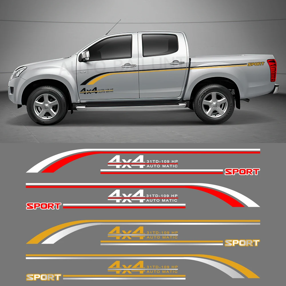 

For Isuzu D Max Dmax D-Max Car Stickers Pickup Door Skirt Stripes Side Decals Graphics Vinyl Film Decor Auto Tuning Accessories