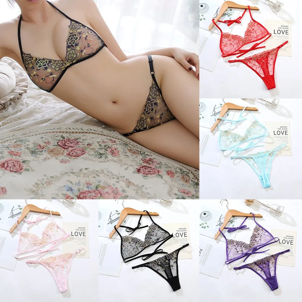 Women Sexy Lingerie Bra Underwear Floral Pattern Lace Women Erotic Lingerie Bra + Thong Pajamas See Through Underwear Set
Women Sexy Lingerie Bra Underwear Floral Pattern Lace Women Erotic Lingerie Bra + Thong Pajamas See Through Underwear Set
