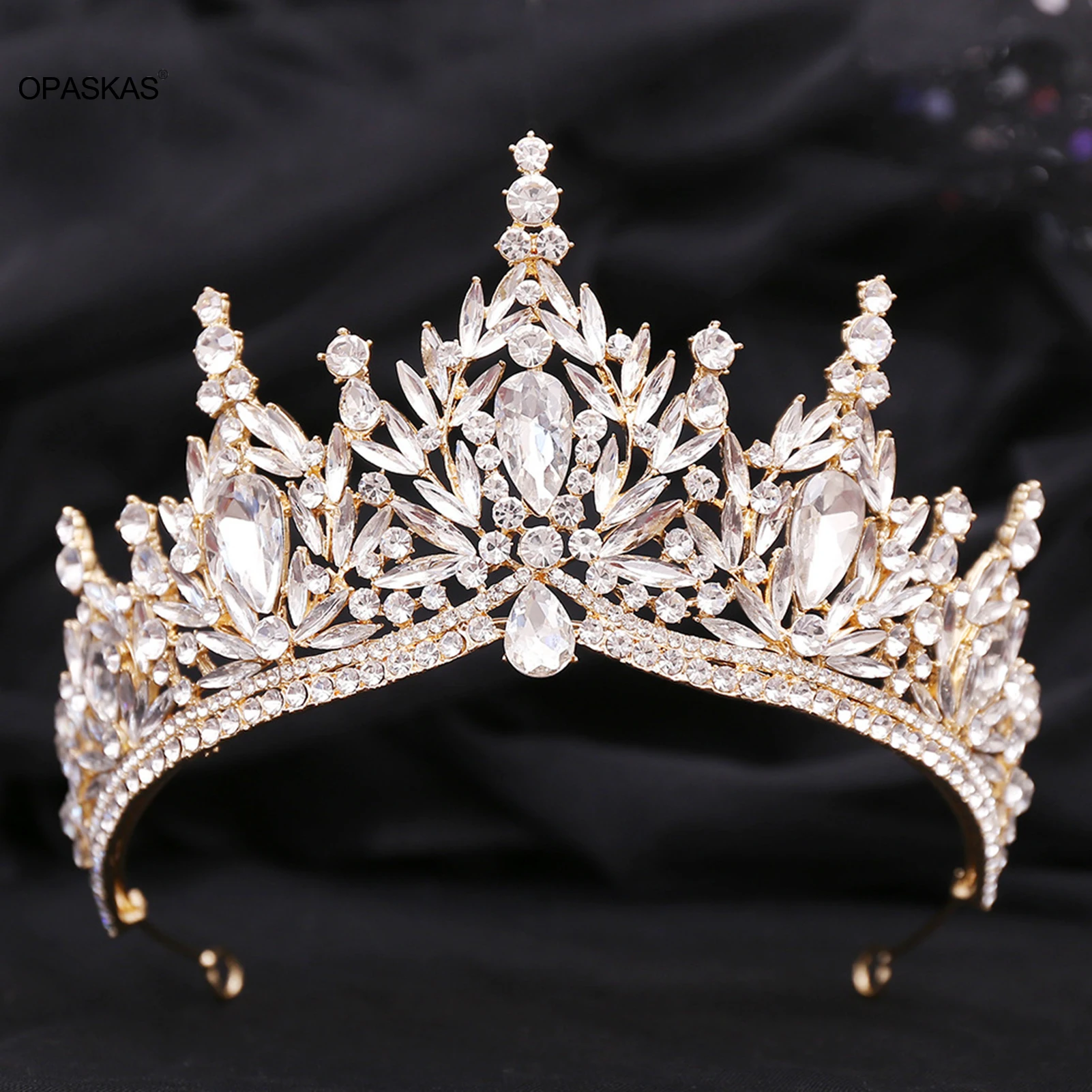 

Semicircle Crown Wedding Gold Tiaras Shiny Rhinestone Bridal Headdress Crystal New Fshion Queen Tiara Diadem Luxurious Headpiece