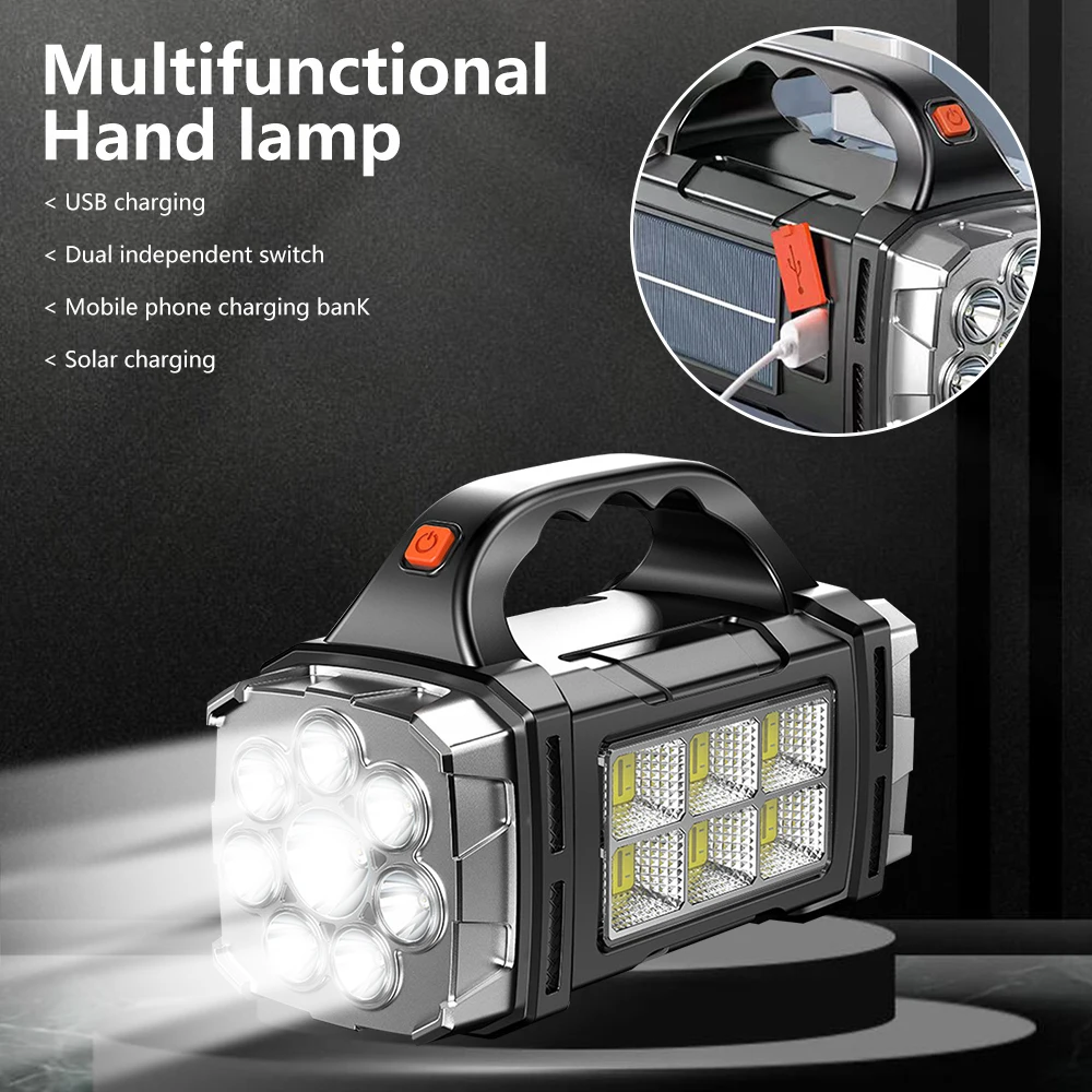 Portable Powerful Solar LED Flashlight With COB Work Lights USB Rechargeable Handheld 4 Lighting Modes Outdoor Solar Torch Light
Portable Powerful Solar LED Flashlight With COB Work Lights USB Rechargeable Handheld 4 Lighting Modes Outdoor Solar Torch Light