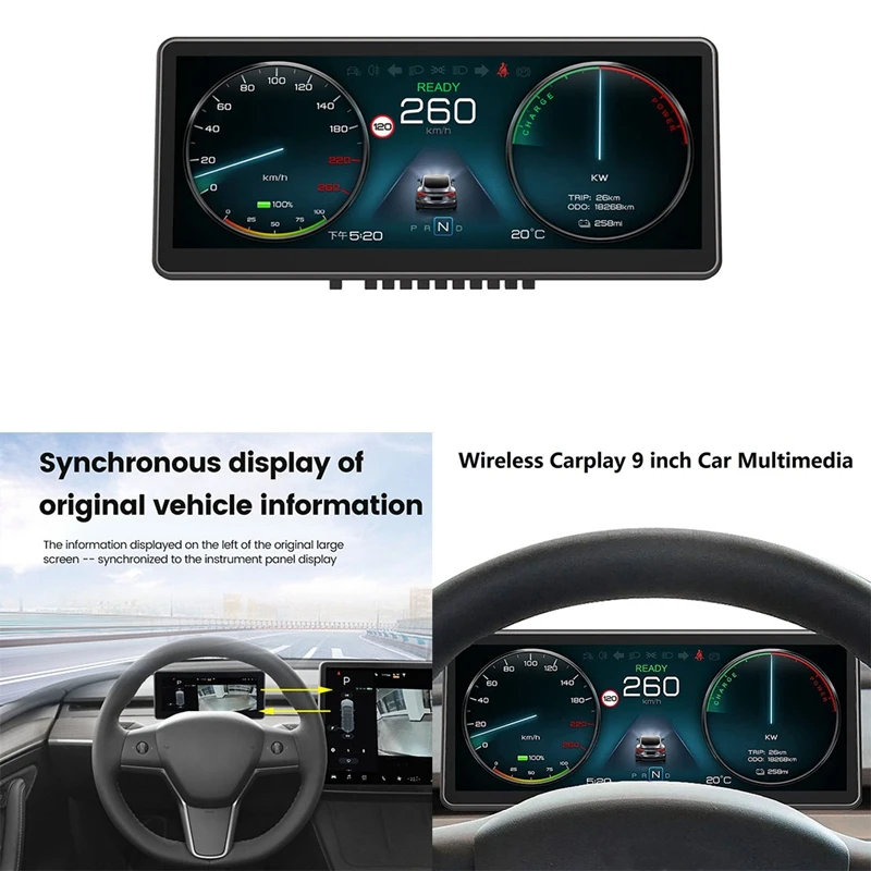 Беспроводной дисплей Carplay HUD Power, 9 дюймов, сенсорный экран HD IPS для Tesla Model 3, модель Y
Беспроводной дисплей Carplay HUD Power, 9 дюймов, сенсорный экран HD IPS для Tesla Model 3, модель Y