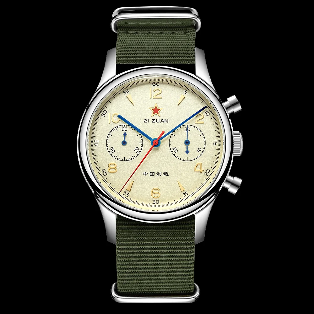

RED STAR 40mm 1963 Chronograph Mechanical Men's Wristwatch Gooseneck Pilot ST1901 Movement Air Force Aviation Sapphire Watch