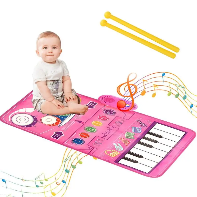 

Floor Piano Keyboard Mat Kid's Touch Playmat Toys With Drum Home Music Touch Play Mat For Over 3 Years Old Boys And Girls