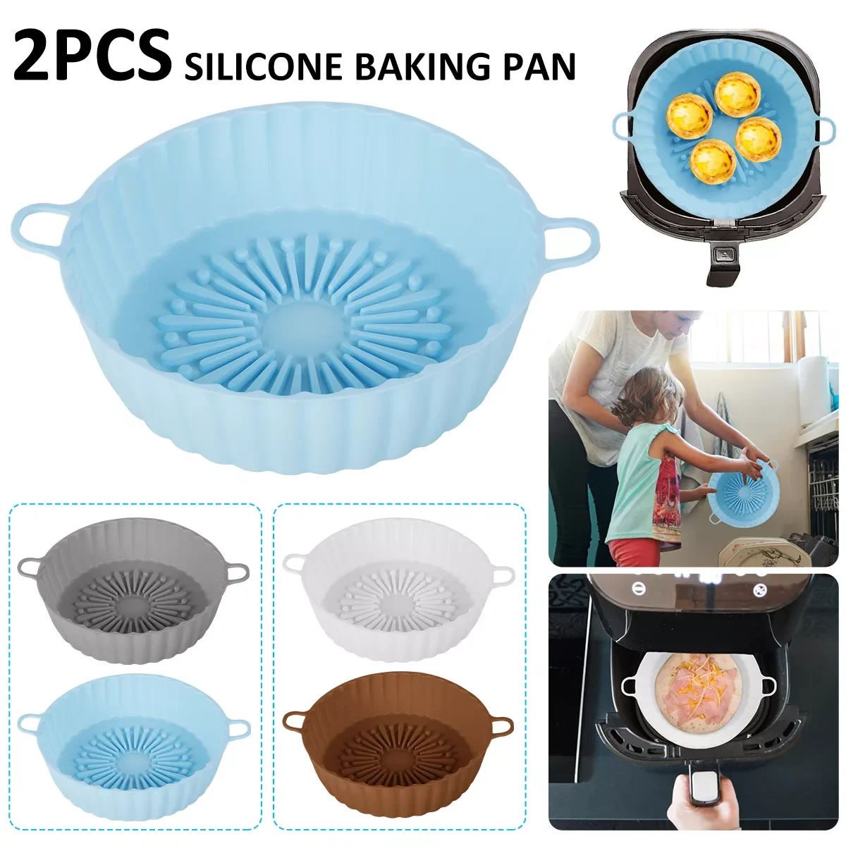 Air Fryer Silicone Pot Air Fryers Oven Baking Tray Fried Pizza Chicken Basket Mat Replacemen Grill Pan Kitchen Accessories
Air Fryer Silicone Pot Air Fryers Oven Baking Tray Fried Pizza Chicken Basket Mat Replacemen Grill Pan Kitchen Accessories