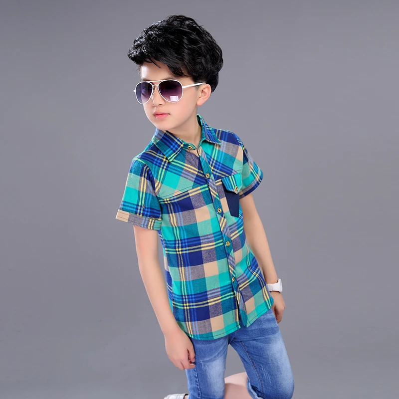 Рубашка для мальчиков, с коротким рукавом, в клетку
Рубашка для мальчиков, с коротким рукавом, в клетку