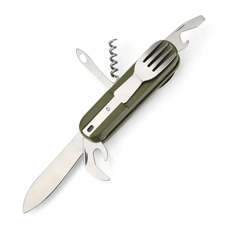 Outdoor Portable Army Green Folding Camping Cutlery Knife Fork Spoon Bottle Opener Tableware Stainless Steel Camping Equipment
Outdoor Portable Army Green Folding Camping Cutlery Knife Fork Spoon Bottle Opener Tableware Stainless Steel Camping Equipment