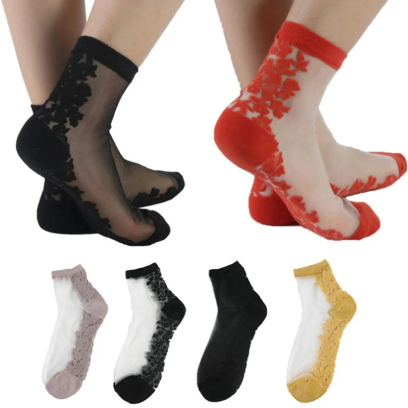 Women Lace Floral Ankle Sock Soft Comfy Sheer Silk Cotton Elastic Mesh Knit Frill Trim Transparent Women's Socks Hot
Women Lace Floral Ankle Sock Soft Comfy Sheer Silk Cotton Elastic Mesh Knit Frill Trim Transparent Women's Socks Hot
