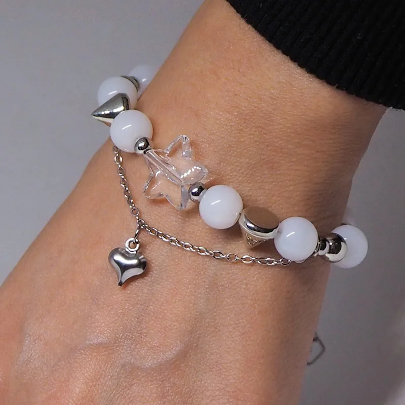Korean Y2K Charm Bracelets Women Ins Girl Love Heart Chain Bracelet White Glass Acrylic Star Rivet Beads Fairycore Jewelry Gift
Korean Y2K Charm Bracelets Women Ins Girl Love Heart Chain Bracelet White Glass Acrylic Star Rivet Beads Fairycore Jewelry Gift