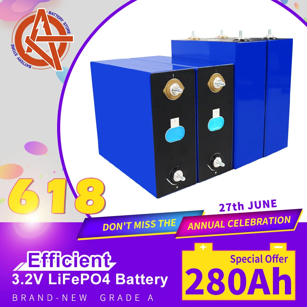 3.2V 280Ah Lifepo4 Battery 1/4/8/16/32PCS DIY 12V 24V 48V Rechargeable Battery Pack for RV Boat Solar Storage System Golf Cart
3.2V 280Ah Lifepo4 Battery 1/4/8/16/32PCS DIY 12V 24V 48V Rechargeable Battery Pack for RV Boat Solar Storage System Golf Cart