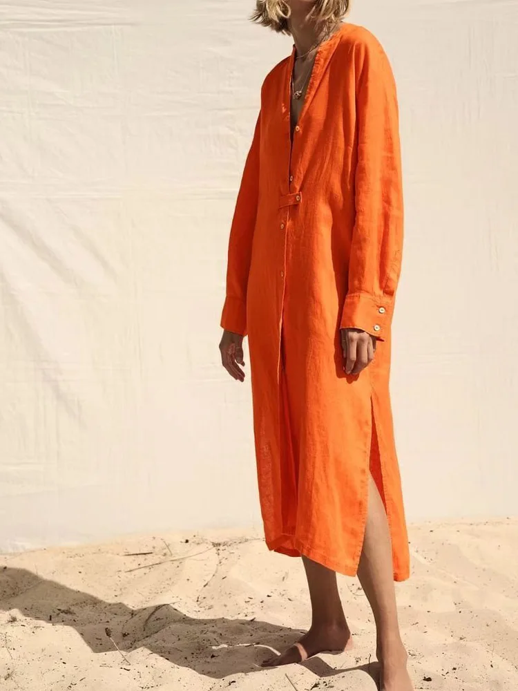 2022 Summer Women Casual Shirts Dress Solid Linen V-Neck Buttons Female Fashion Elegant Street Loose Dresses Vestidos
2022 Summer Women Casual Shirts Dress Solid Linen V-Neck Buttons Female Fashion Elegant Street Loose Dresses Vestidos