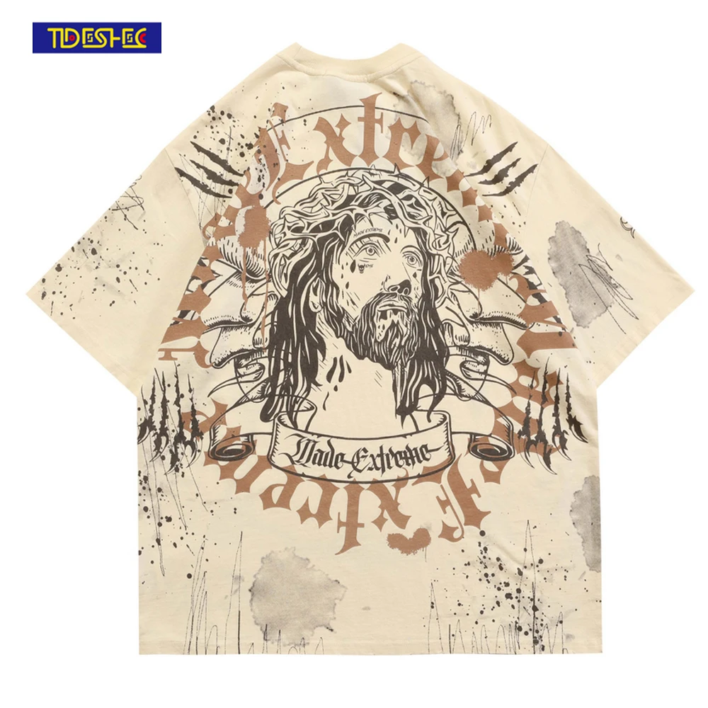 TIDESHEC Men's Harajuku T-shirt Graffiti Letter Jesus Printed Short-sleeved T Shirt 2022 Summer Cotton Men Oversized Tops Tees
TIDESHEC Men's Harajuku T-shirt Graffiti Letter Jesus Printed Short-sleeved T Shirt 2022 Summer Cotton Men Oversized Tops Tees
