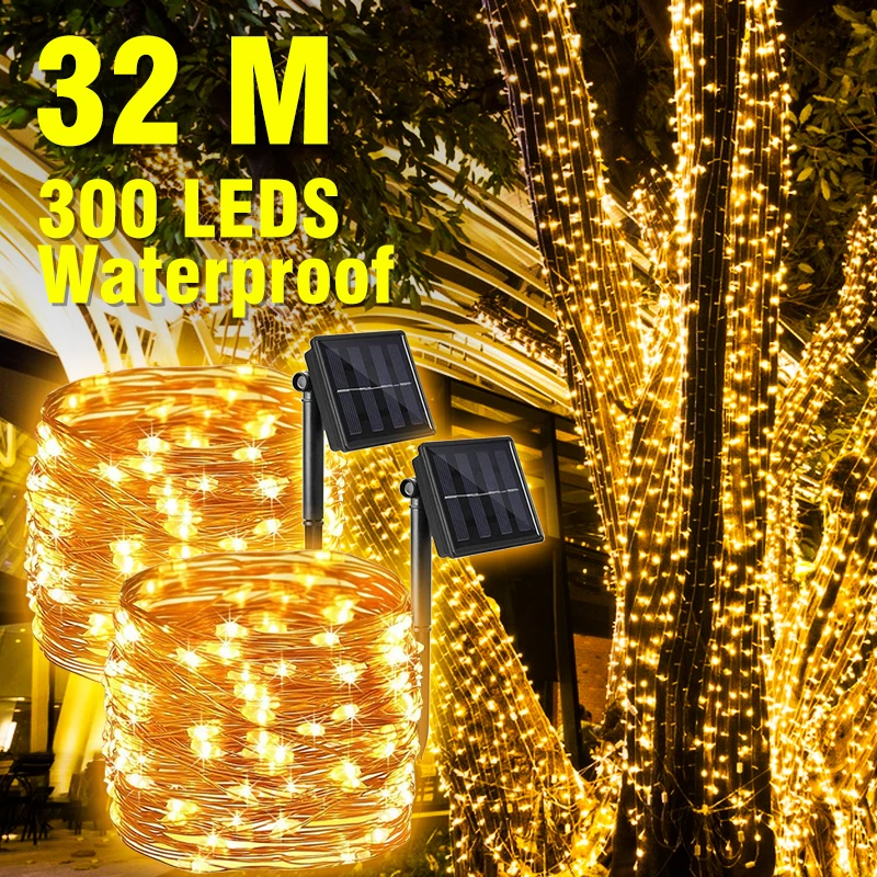 LED Solar Fairy String Lights Outdoor Festoon Lamp Waterproof 8 Modes Copper Wire Light 32/22/12/7M Christmas Garland Yard Decor
LED Solar Fairy String Lights Outdoor Festoon Lamp Waterproof 8 Modes Copper Wire Light 32/22/12/7M Christmas Garland Yard Decor