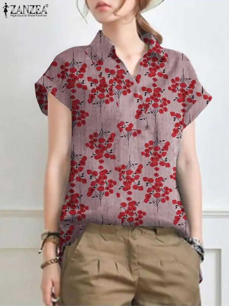 ZANZEA Women Summer Floral Printing Blouse Lapel Short Sleeve Tops Bohemian Oversized Fashion Elegant Casual Holiday Shirt 2022
ZANZEA Women Summer Floral Printing Blouse Lapel Short Sleeve Tops Bohemian Oversized Fashion Elegant Casual Holiday Shirt 2022