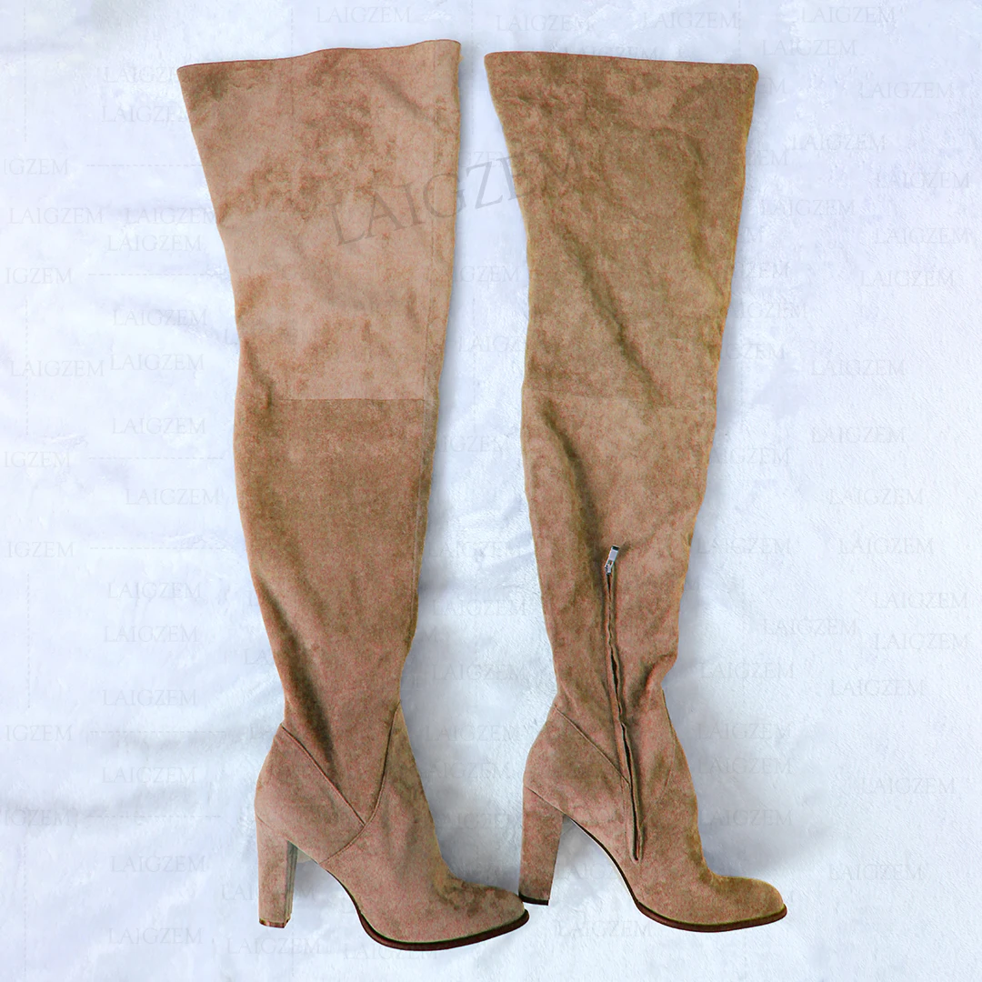 SEIIHEM Women Thigh High Boots Side Zip Low Heels Round Toe Faux Suede Over Knee Boots Handmade Shoes Woman Plus Size 41 43 52
SEIIHEM Women Thigh High Boots Side Zip Low Heels Round Toe Faux Suede Over Knee Boots Handmade Shoes Woman Plus Size 41 43 52