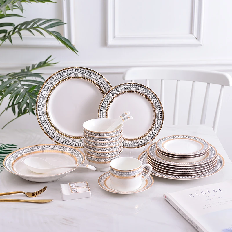 

Free Shipping Plate Set Kitchen Food Luxury Porcelain Dinnerware Decorative Tray Dessert Dishes Vaisselle Cuisine Home Tableware
