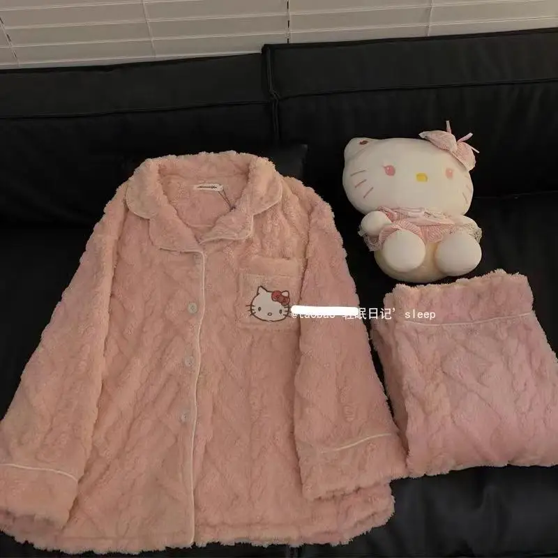 Sanrio Hellokitty Cinnamoroll Anime Kawaii Casual Thickened Cute Women's Pajamas Set Versatile Loose Casual Pajamas Home Set
Sanrio Hellokitty Cinnamoroll Anime Kawaii Casual Thickened Cute Women's Pajamas Set Versatile Loose Casual Pajamas Home Set