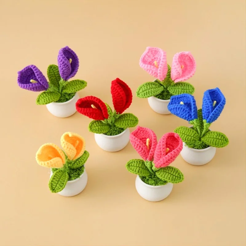 Crocheted Artificial Knitted Calla Lily Desktop Small Ornament DIY Gift Simulation Bonsai Potted Flowers Home Decoration
Crocheted Artificial Knitted Calla Lily Desktop Small Ornament DIY Gift Simulation Bonsai Potted Flowers Home Decoration