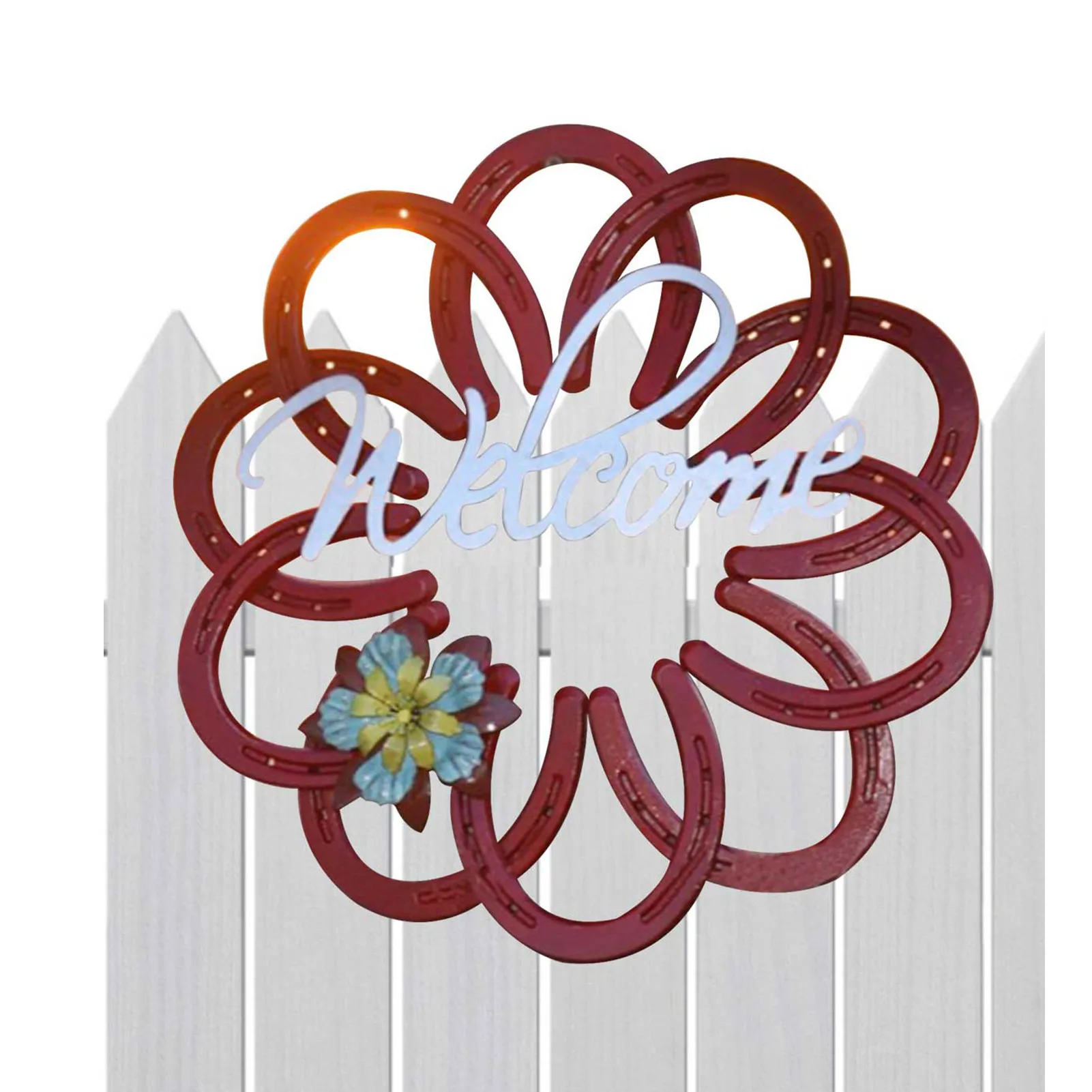 Metal Wreath Signs Garden Door Decor Vintage Metal Hangings Sign Welcome Sign Horseshoe Floral Wreaths For Outdoor Indoor Yard 
Metal Wreath Signs Garden Door Decor Vintage Metal Hangings Sign Welcome Sign Horseshoe Floral Wreaths For Outdoor Indoor Yard