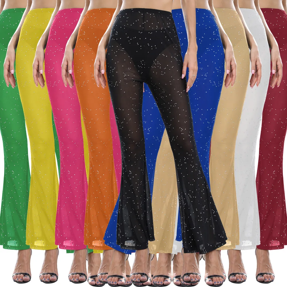 Woman elastic Waist Mesh Pant Solid Color Bling Bling White Spot Flared Leg Mesh trousers XS-XL
Woman elastic Waist Mesh Pant Solid Color Bling Bling White Spot Flared Leg Mesh trousers XS-XL